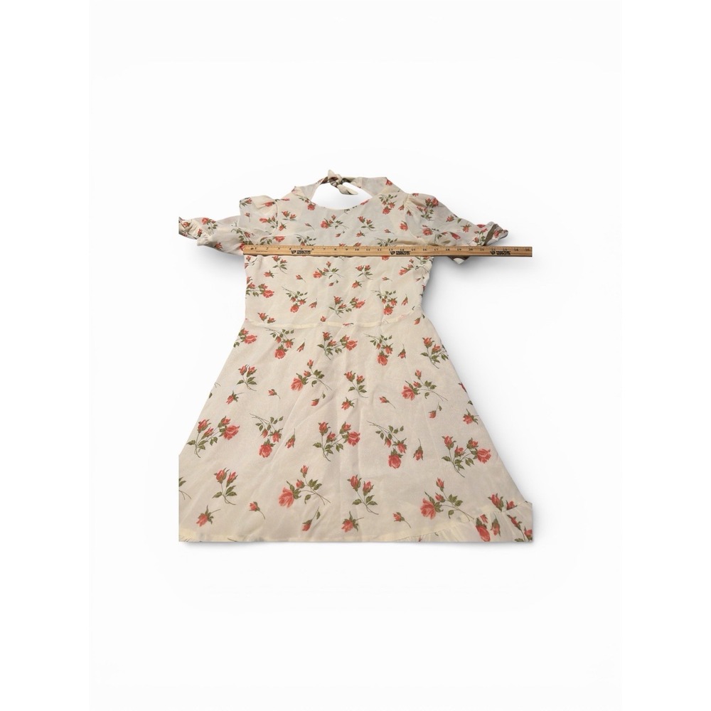 Reformation Sz 6 Pink Floral White Alaina Ruffle Mini‎ Dress cottagecore wedding - Picture 5 of 11